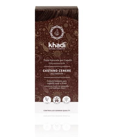 Khadi ash brown plant hair color hair color for matt medium ash brown to intensive coffee brown - without reddish reflexes natural hair color 100% vegetable & vegan natural cosmetics 100g ash brown 100 g (1 Pack)