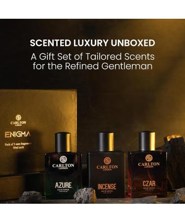 Carlt'on Lond'on Premium Enigma Liquid Perfume Gift Set For Men Long Lasting Spicy Woody & Citrusy Fragrances (Set Of 3) 50ml Each Azure Incense & Czar EDP Gift For Husband Boyfriend Dad Brother - Buy Online on GoSupps.com