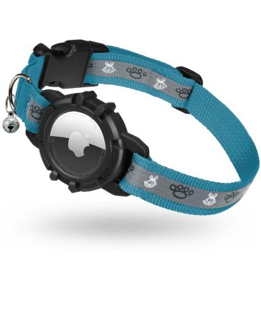 Airtag cat neck band jiarui reflective Air tag cat neck band GPS cat neck band with adjustable and bell integrated Apple Air Tag cats collar suitable for cats puppies blue 9-13 inch (23-33cm)