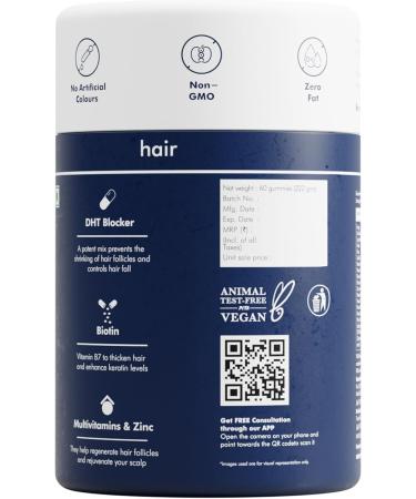 Man Matters Biotin Hair Gummy for Healthy Hair | No Sugar Added | Biotin Gummies with Hair Vitamins | Vitamin A Vitamin C Vitamin E & Zinc | 60 Gummies - Buy Online on GoSupps.com