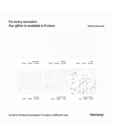 Hemway Premium Ultra Sparkle White Iridescent Glitter - Multi-Purpose Super Chunky Flake for Arts Crafts Nails Cosmetics & Festivals - 100g / 3.5oz - Buy Online on GoSupps.com