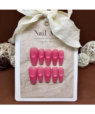 Hand worn nail patches rose red heart long ladder gradient detachable nail patches fake nails 10pcs (Size : S) - Buy Online on GoSupps.com