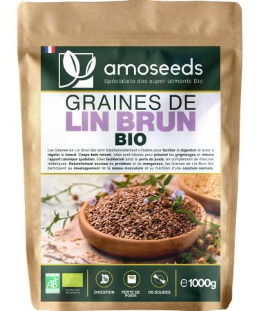 Organic Brown Flax Seeds 1kg | Whole Gluten Free Sources of Omega 3 | Premium Quality