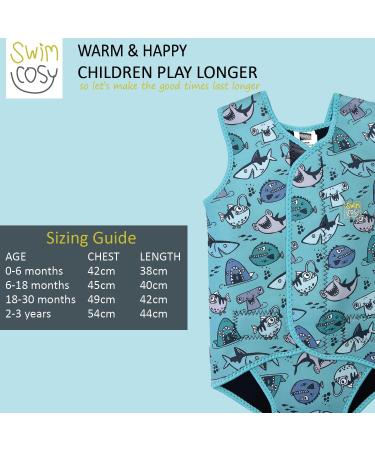 Swim Cosy Baby/Toddler Wetsuit Vest UPF50 - Neoprene Wrap Design 18-30 Months - Unicorns Dinosaurs Ducks Sharks - Buy Online on GoSupps.com