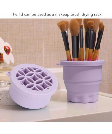 Makeup Brush Cleaning Mat Makeup Brush Cleaner Cup Makeup Brush Cleaner Cosmetic Brush Cleaning Pad Drying Rack Silicone Scrubber Bowl Portable Washing Tool (Purple) - Buy Online on GoSupps.com