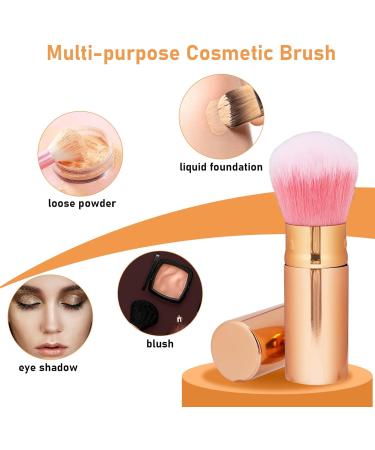 Retractable Blusher Brush with Cover 2 Pack Travel Kabuki Bronzer Makeup Brush Liquid Cream Foundation Powder Brush Extensible Face Blender Brush Professional Concealer Brush for Women (Gold & Black) Black & Gold - Buy Online on GoSupps.com