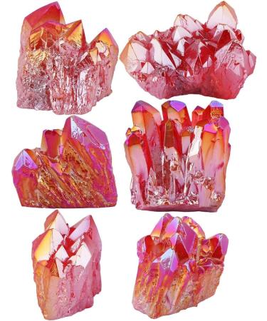 Kyeygwo Natural Mountain Crystal Titanium Coated Quartz Cluster - Dark Red Healing Reiki Stone Decoration | Irregular Gem Specimen 30-70mm - Buy Online on GoSupps.com