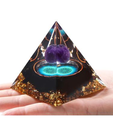 Buy Xiannvxi 2.4 Big Amethyst & Obsidian Crystals Pyramid - Natural Healing Stones & Reiki Gifts for Men & Women - International Shipping - Buy Online on GoSupps.com