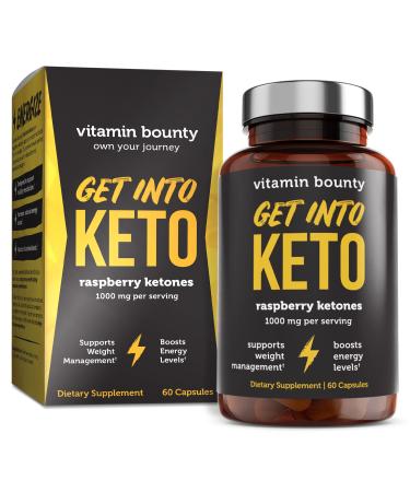 Get Into Keto Premium Ketones, Keto Pills, Supports Ketosis, Made in USA - Vitamin Bounty Raspberry Ketones