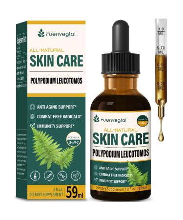 Polypodium Leucotomos Extract Skin Care Drops with Nicotinamide - Liquid Supplement Supports Anti-Aging Combats Free Radicals and Promotes Skin Health & Immunity. 2oz Original 2 Fl Oz (Pack of 1)