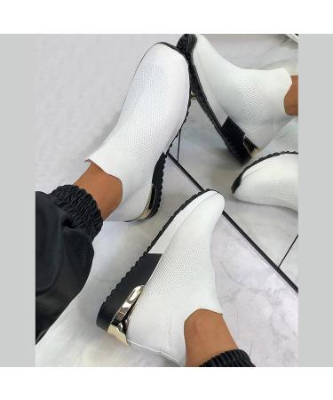 Women s White Plateau Slip-On Running Shoes | Air Pillow Fashion Fitness & Leisure Shoes for Summer Outdoor & Sports Hall | EU Size 38 - Buy Online on GoSupps.com
