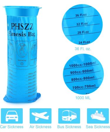 15 Pack Disposable Vomit Bags - Leak Resistant Barf Bags - 1000ml Medical Grade - Motion Sickness Bags for Travel - Blue Portable Emesis Bags - Buy Online on GoSupps.com