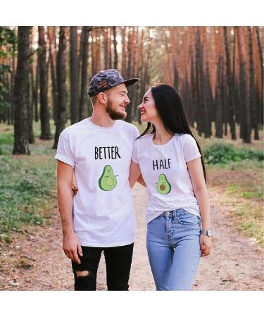 Micaxili Couple Tshirt His & Her Couple Gift Ideas Matching Tshirt for Women Men Couples Matching Shirt Half Better 1 Piece Small White-better - Buy Online on GoSupps.com