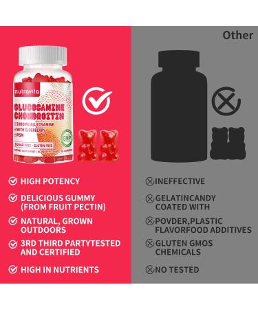 Nutravita Glucosamine Chondroitin Gummies with MSM & Elderberry Extra Strength - Joint Support Antioxidant Immune Support Supplement for Adults Men & Women.120 Strawberry Chews - Buy Online on GoSupps.com
