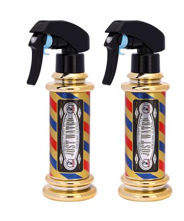 Barber's Pole Style Hair Spray Bottle, 6.76 fl oz Barber Stylist Fine Mist Sprayer, Refillable Small Water Mister for Hairdressing, Cleaning Solutions, Plants (pack of 2) Gold