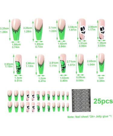 Halloween Press On Nails Medium Horror Ghost and Skull Halloween Fake Nails 24Pcs Coffin French Tip False Nails with Gel Glue Halloween Press On Nails - Buy Online on GoSupps.com