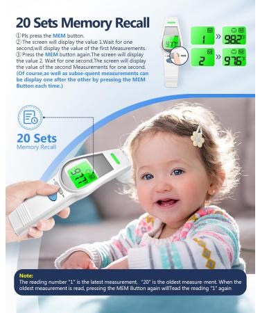 Thingling Contactless Thermometer for Children & Adults - Digital Baby Thermometer with Large LCD Display & Backlight for Home Use - Fast & Accurate Temperature Measurement - Buy Online on GoSupps.com