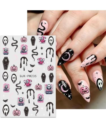 JMEOWIO 9 Sheets Halloween Nail Art Stickers Decals Self-Adhesive Cute Pink Ghost Nail Supplies Nail Art Design Decoration Accessories - Buy Online on GoSupps.com