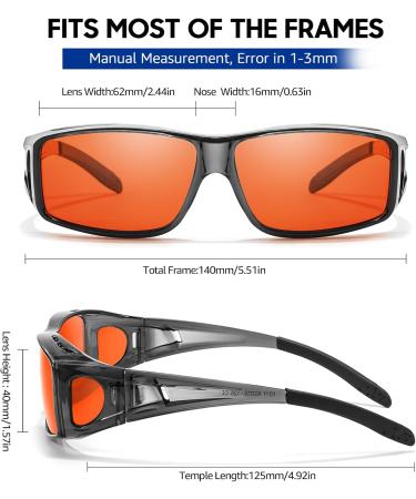 Xfeel Fit Over Blue Light Blocking Glasses for Men & Women - A-Grey Frame Dark-Amber (99%) | Protect Your Eyes from Computer TV Gaming - Buy Online on GoSupps.com