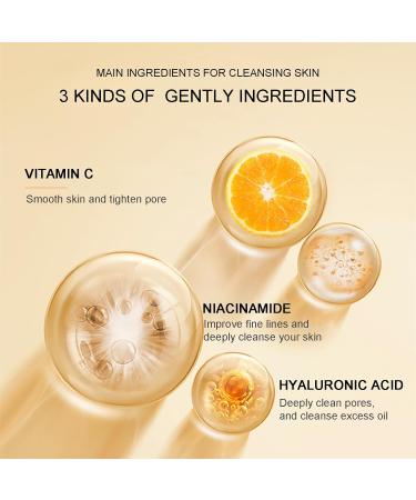 Vitamin C Hydrating Foaming Facial Cleanser - Gentle Acne-Prone Skin Wash with Silicone Brush - Vegan Daily Cleanser for Men & Women - 4.2oz - Buy Online on GoSupps.com