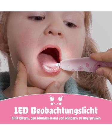 Seago SG2139 Pink Electric Toothbrush for Kids (0-6 Years) LED Light 8 Soft Brushes Rechargeable Smart Timer IPX7 Waterproof - Buy Online on GoSupps.com