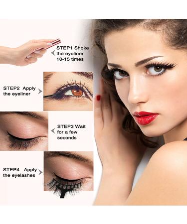 Magnetic Eyelashes with Eyeliner Kit - Natural Looking 3D Waterproof Lashes for Hooded Eyes - 3 Pairs - Buy Online on GoSupps.com