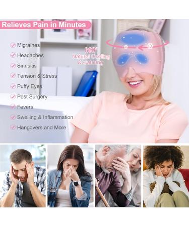 Gel Ice Migraine Relief Hat - Hot/Cold Therapy Cap for Headaches, Sinus, Hangovers - Reusable Ice Pack Mask for Tension, Sports Injuries - Pink - Buy Online on GoSupps.com
