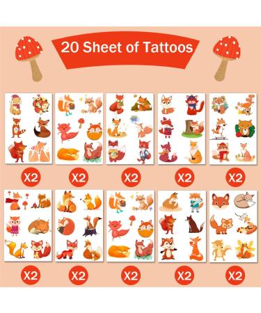 120pcs Fox Temporary Tattoos - Cute Cartoon Woodland Animals Party Favor Stickers | Waterproof Fox Birthday Decorations for Kids & Adults (20 Sheets) - Buy Online on GoSupps.com