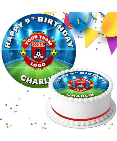YOUR FOOTBALL CLUB LOGO BIRTHDAY PERSONALISED EDIBLE ICING CAKE TOPPER DECORATION FB009 - Buy Online on GoSupps.com
