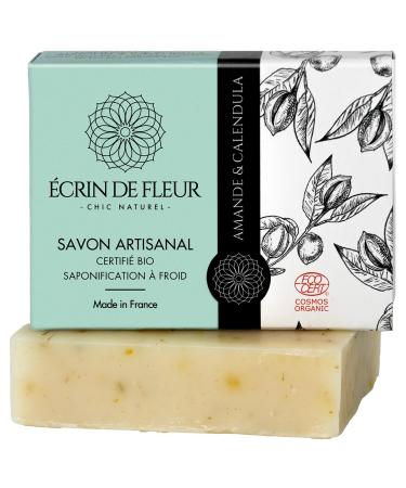 crin de Fleur Almond & Calendula Soap for Sensitive Skin Organic Handcrafted Soap Cold Processed 1x90g Almond Soap 1 count (Pack of 1)