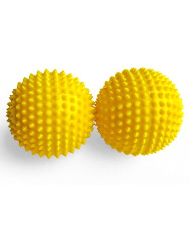2x DBT skills hedgehog ball |Magnetic high stress acupressure ball |For stress relief or massage |against tension and for more mobility and concentration (yellow matt) yellow matt 47 mm