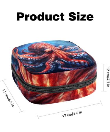 Octopus Dark Sanitary Napkin Storage Bag - Multi-colored Portable Period Pouch for Women and Teen Girls - Buy Online on GoSupps.com