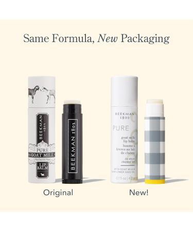 Beekman 1802 Lip Balm - Goat Milk Vitamin E & Beeswax for Dry Lips - 0.15 oz - Cruelty Free Unscented Ideal for Sensitive Skin - Buy Online on GoSupps.com