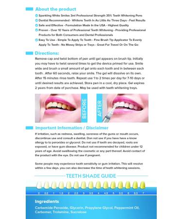 Sparkling White Smiles 4 Pack Professional Teeth Whitening Pens - New Improved - Better Value - Fast Teeth Whitening Results - Dental Office Strength - Buy Online on GoSupps.com