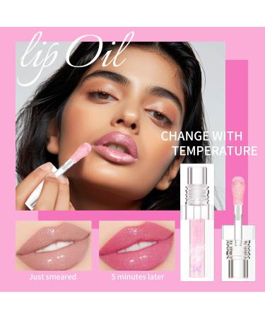 Vawolecy Color Changing Lip Oil Moisturizing Color Changing Lip Gloss Moisturizing Lip Gloss Lip Balm Transparent Lip Care Set B - Buy Online on GoSupps.com