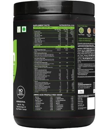 Planti go Clean Plant Protein Powder | No Preservatives No Banned Substances |Super Protein Blend- Pea Brown Rice Flax Pumpkin 21SuperFoods Vegan Protein For Men Women (Brazilian Chocolate - 1 Kg) - Buy Online on GoSupps.com