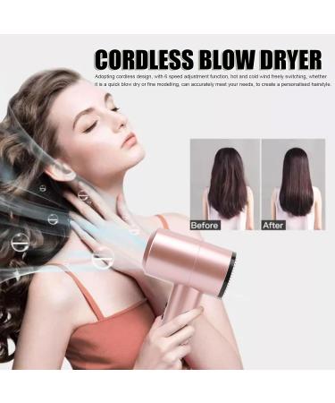 Cordless Hair Dryer Portable Batterry Hairdryer Constant Temperature Hair Styling Tool Quick Drying Hair Care Dryer Quick Constant Temperature Hair Care Shower Mirrors (US Plug) US Plug Rose Gold - Buy Online on GoSupps.com