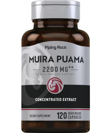 Piping Rock Muira Puama Root Extract for Men & Women | 2200 mg | 120 Capsules | Non GMO Gluten Free Supplement
