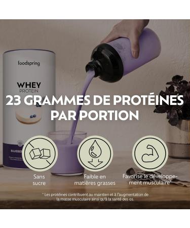 foodspring - Whey Blueberry Cheesecake Protein Powder - With 23g Muscle Growth Protein Perfect Solubility Ultra-Filtered and Rich in BCAA and EAA - Delicious Taste (750g) - Buy Online on GoSupps.com