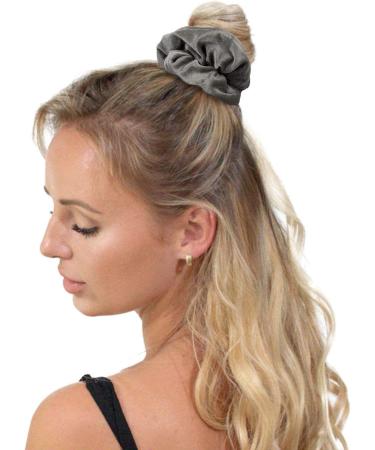 2 PCS Premium Large Dark Grey Velvet Hair Scrunchies for Women, Girls, and Kids | Updo Ponytail Bobble Scrunchy Holder - Buy Online on GoSupps.com