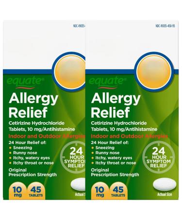 24 Hour Allergy Cetirizine Hydrochloride Tablets 10 mg 45 Count (Pack of 2)