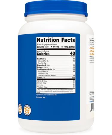 Nutricost Soy Protein Isolate Powder 2 LB Unflavored - 10 Grams of Protein Per Serving Vegan GMO-Free & Gluten Free - Buy Online on GoSupps.com