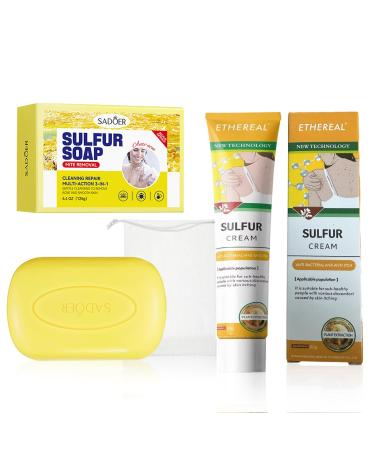 Ourdort Sulfur soap 125 g + sulfur cream 20 g sulfur soap natural soap bar for oily skin face and body