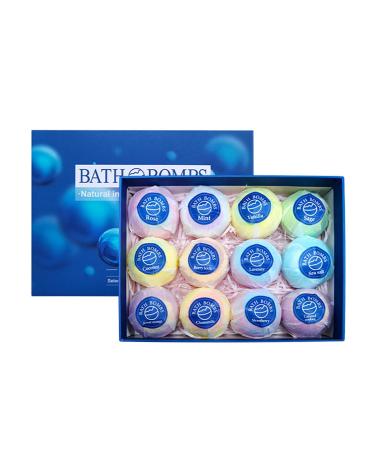 BOKIOESDE 12pieces Fragrant Bath Making Kit Eco-Friendly and Soothing Spa Essentials Bath Bombss for Women Gifts Exfoliating Blue