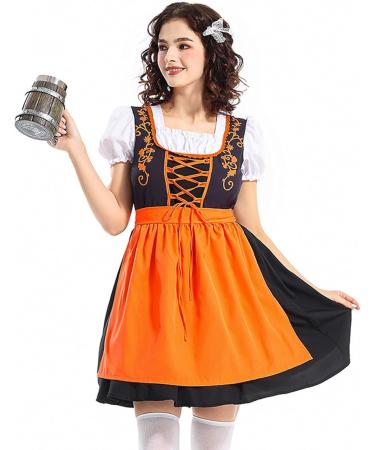 Dirndl - Chemisier Dirndl manches longues - Robe m di vale pour adulte - Costume traditionnel de f te de la bi re - Style ferme - Robe de bal pour carnaval f te f te de la bi re L Orange - Buy Online on GoSupps.com