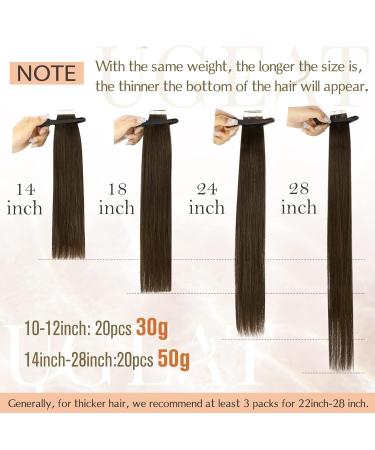 Ugeat Dark Brown Tape Extensions | 50cm & 65cm Real Hair | Invisible & Lightweight | 20 Pieces #4 - Buy Online on GoSupps.com