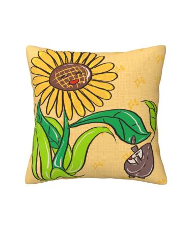 YYHHAOFA Sunflower Seeds and Sunflowers Pattern Universal Pillowcase for All Seasons 20"x20" : Soft and Comfortable Suitable for car Sofa Black 20"x20"