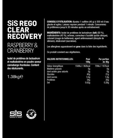 Science in Sport Rego Clear Isolate Powder 1.35 kg Raspberry & Lingonberry - Recovery Drink Powder with Carbohydrates Proteins and Vitamins For Effective Workout - Buy Online on GoSupps.com