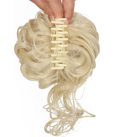 Claw Messy Bun Clip Wavy Curly Chignon Updo Hairpiece - Bleach Blonde - for Women & Girls - Buy Online on GoSupps.com