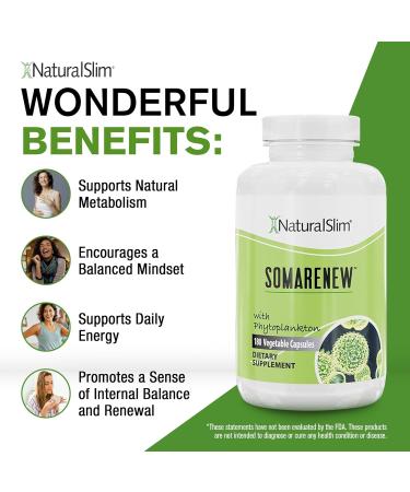 Somarenew Metabolism Booster Gut Cleanse Energy Support & Full Body Cleanse Supplement with Marine Phytoplankton (Omega 3) & Black Fulvic Acid Superfood - 180 Vegetable Capsules - Buy Online on GoSupps.com